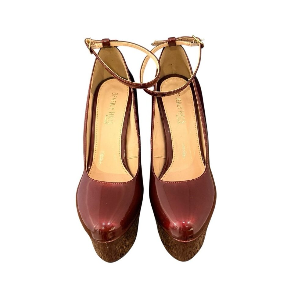 Women's Sexy Stiletto High Heels Ankle Strap Pumps Patent Leather Platform Shoes - Picture 3 of 5